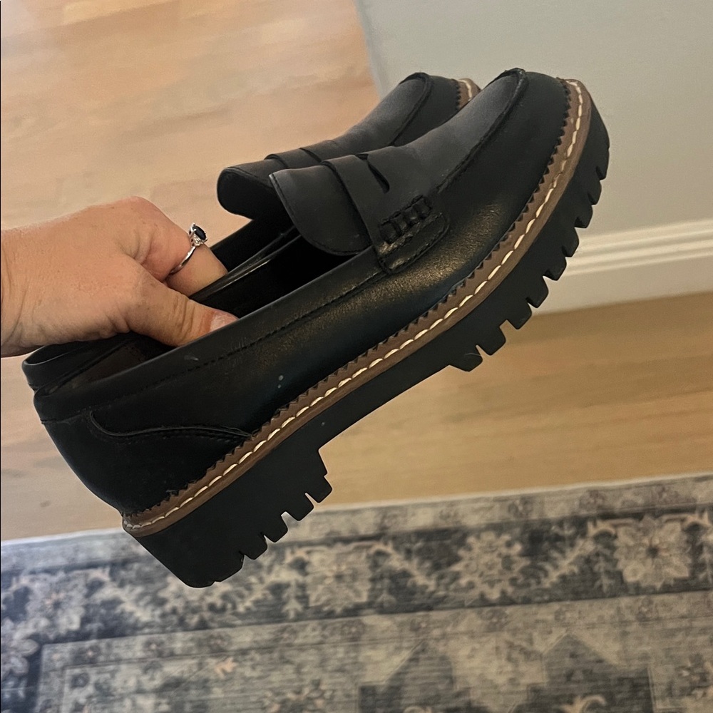 Jellypop Black Loafers with Brown Sole